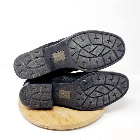 Born Ankle Boots Womens 9 Trinculo Black Suede Comfort Buckle Strap Moto Bootie - Picture 10 of 12